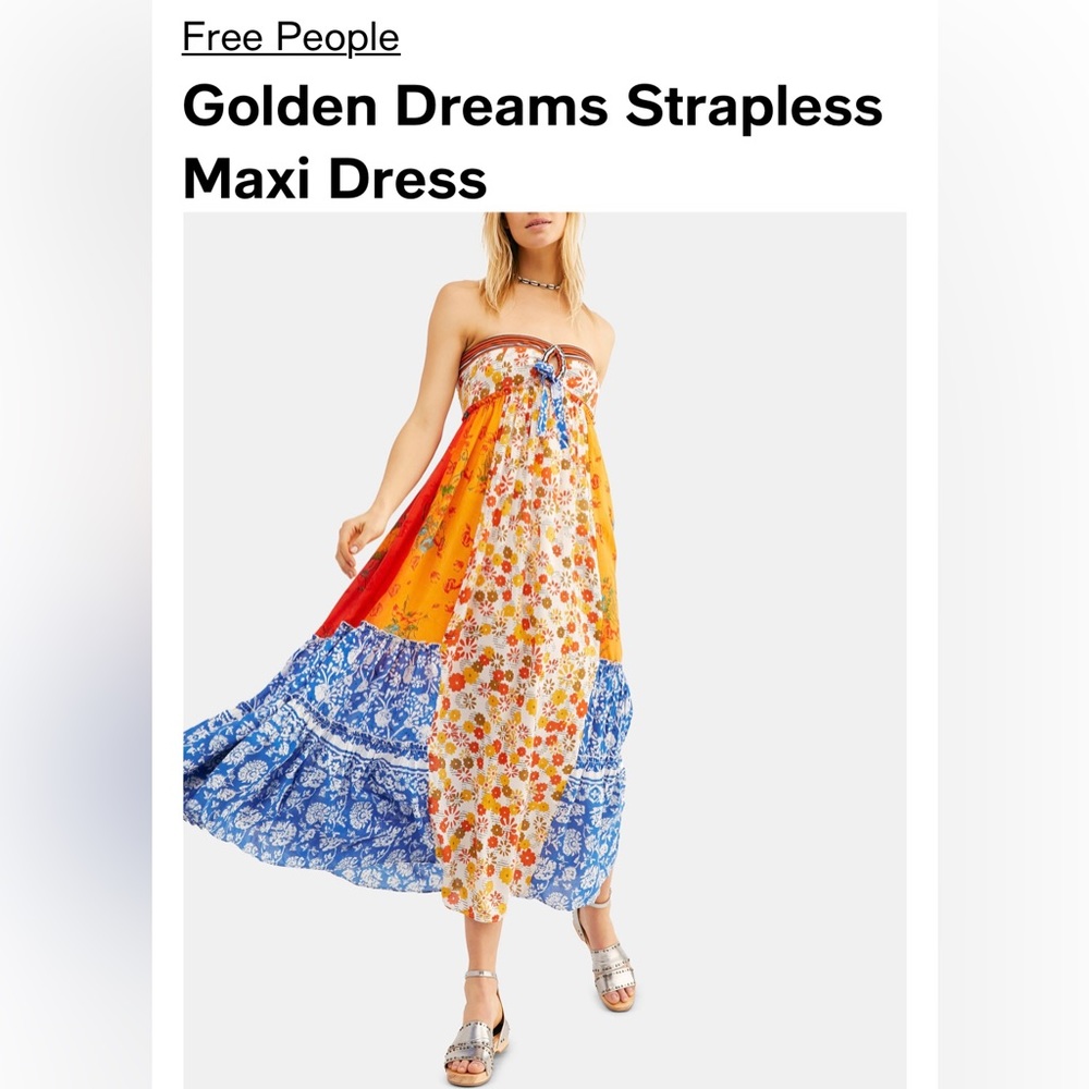 Free People Golden Dreams Strapless Maxi Dress